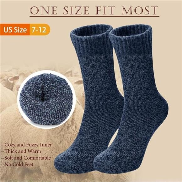 Wool Socks Men's Thick 5 Pairs Thermal Warm Winter Men Super Soft Cozy Boot Hike - Picture 6 of 7